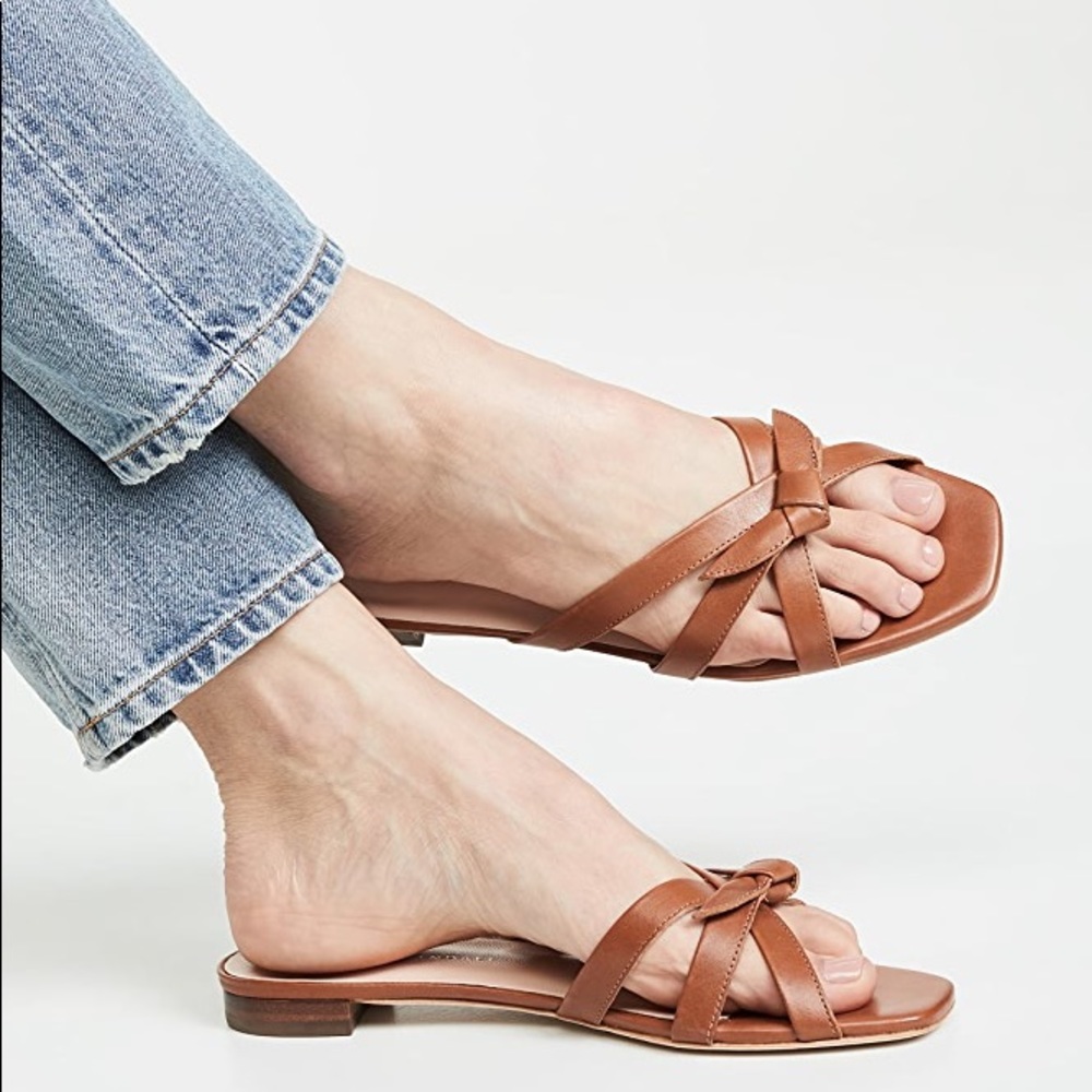 Loeffler Randall Eveline Knotted Leather Flat Sandal